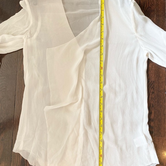 Aritzia Babaton Women's Semi-sheer chiffon blouse Cream White 100% Silk Sheer S - Picture 11 of 14
